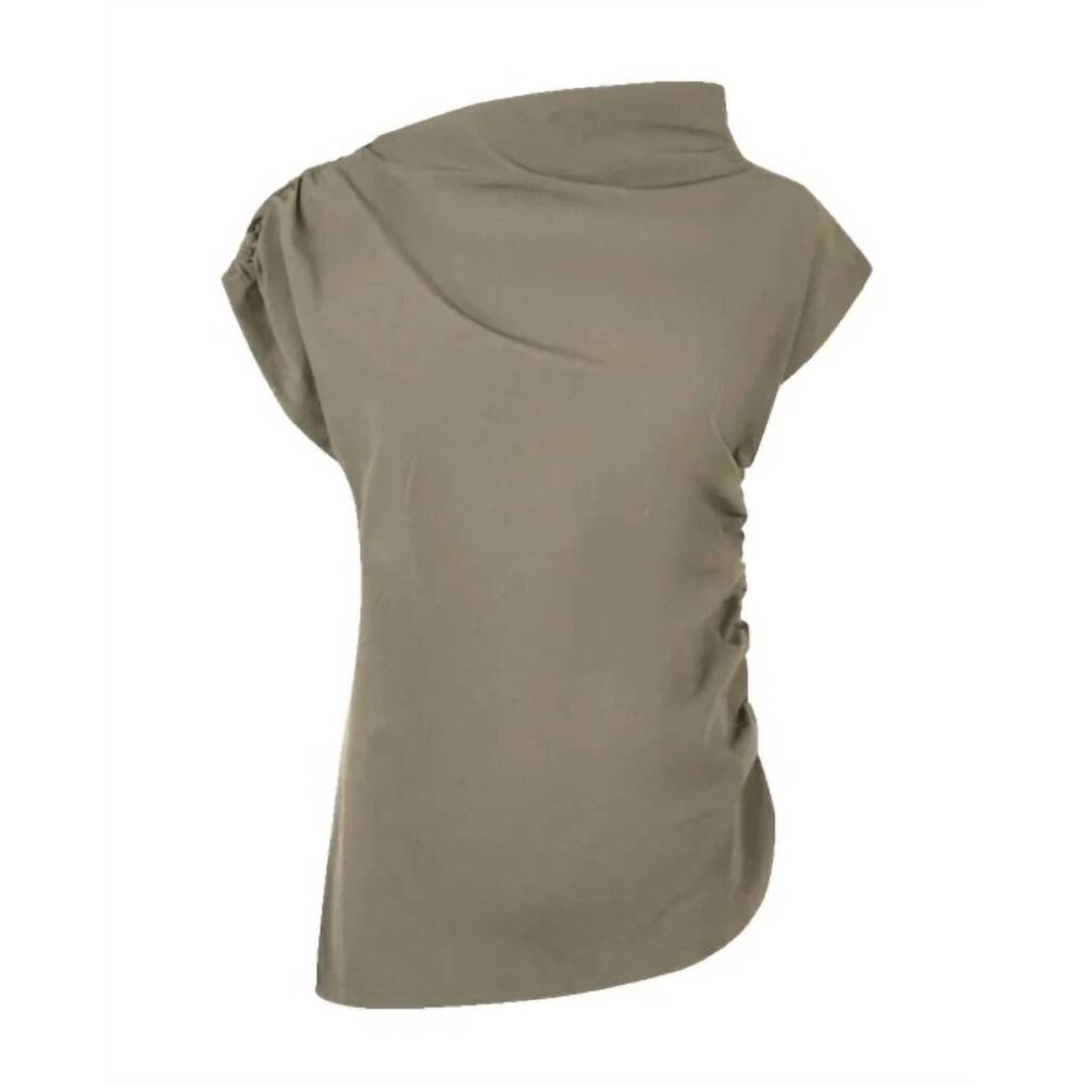 NEW ANNETTE GOERTZ women's fly drawstring shoulder blouse in grey